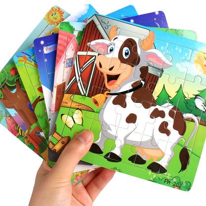 20-Piece Montessori 3D Cartoon Animal Car Puzzle