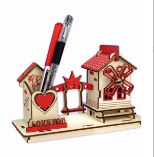Creative DIY Pencil Holder Puzzle Toy - Heart Design