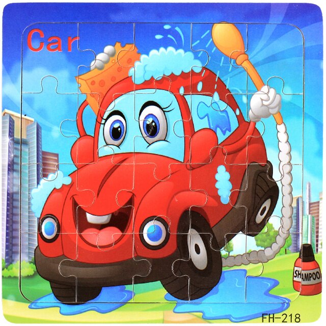 20-Piece Montessori 3D Cartoon Animal Car Puzzle