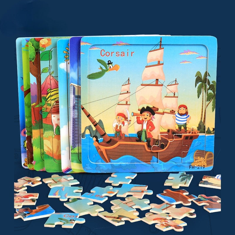20-Piece Montessori 3D Cartoon Animal Car Puzzle
