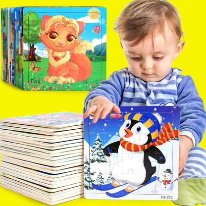 20-Piece Montessori 3D Cartoon Animal Car Puzzle