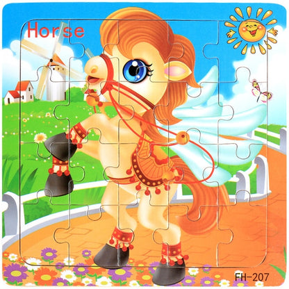 20-Piece Montessori 3D Cartoon Animal Car Puzzle