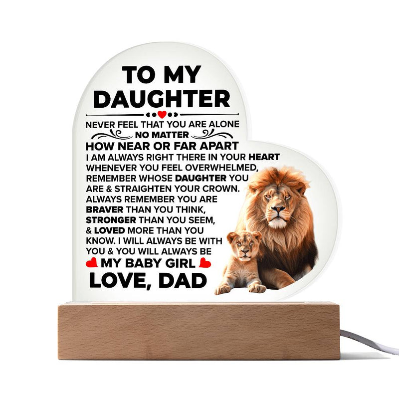 To My Daughter Braver – Acrylic Heart Plaque - Baker's General Store