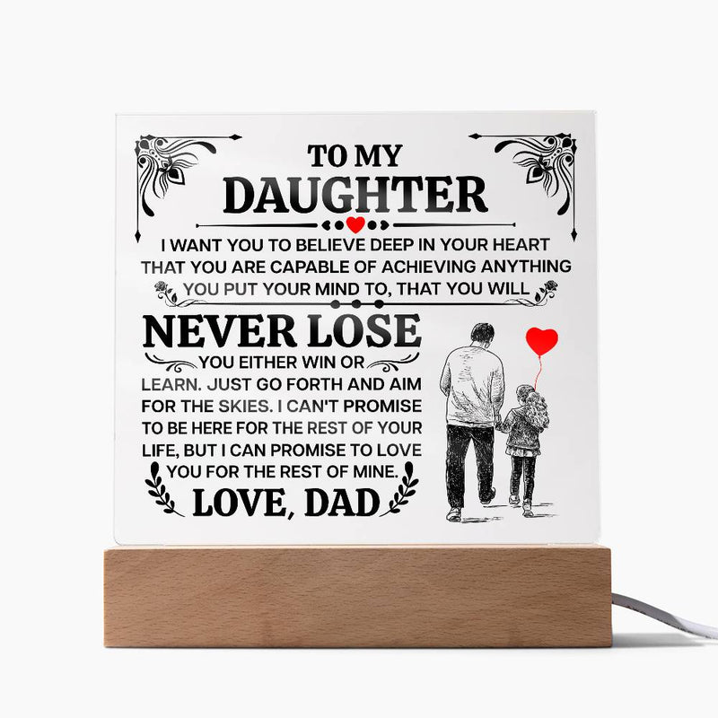 To My Daughter Promise – Acrylic Square - Baker's General Store