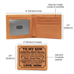 To My Son Stand Tall (Black) – Leather Wallet - Baker's General Store