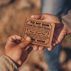 To My Son Stand Tall (Black) – Leather Wallet - Baker's General Store